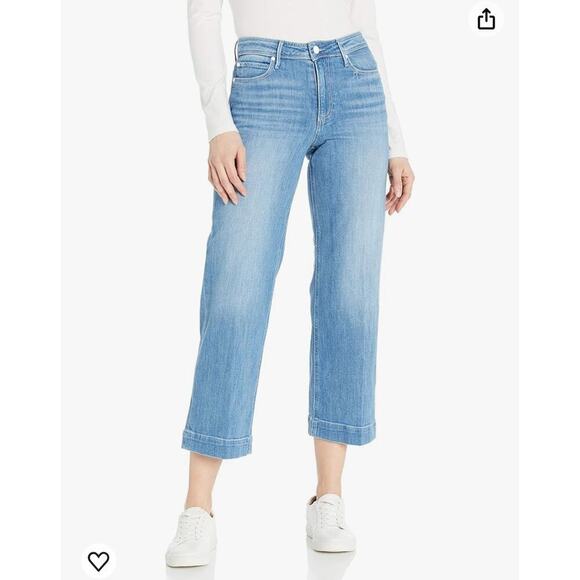 PAIGE Nellie Culotte High Rise Wide Leg Cropped Jeans Denim Blue Size 26 NWT - Picture 1 of 12